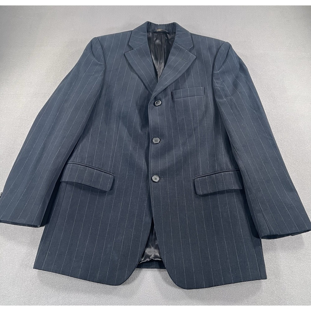 Banana Republic Men 40R Navy Blue Pinstripe Cotton Blazer Suit Jacket Sport Coat